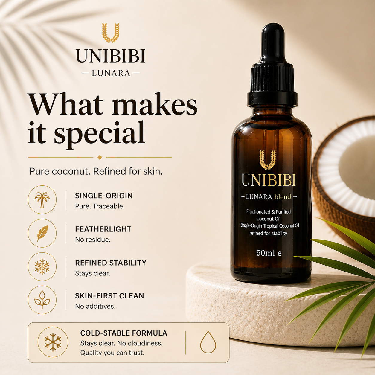 50ml fractioned coconut oil (SKU no: LUR-CO-FCO-50)